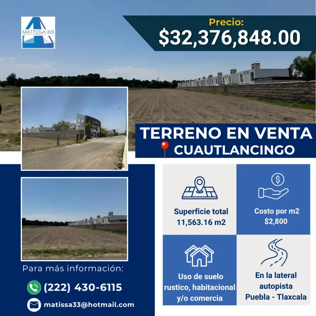 Terreno en venta en Cuautlancingo