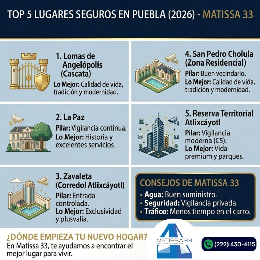 Colonias más seguras de Puebla (2026)