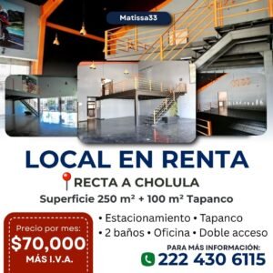 local en renta en Recta Cholula