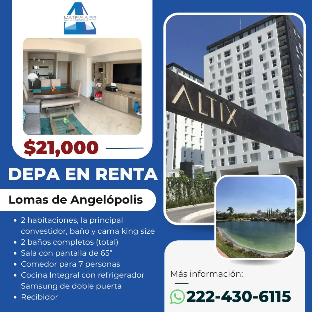 DEPARTAMENTO EN renta en lomas de angelopolis